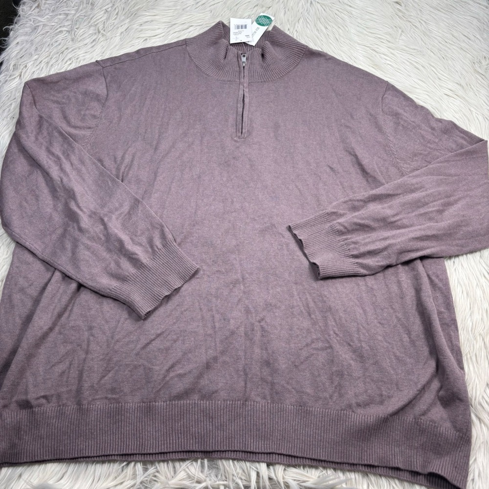 NWT Hawker & Rye Men's 3XL Brown Zip Mock Neck Sweater Cotton Cashmere Preppy